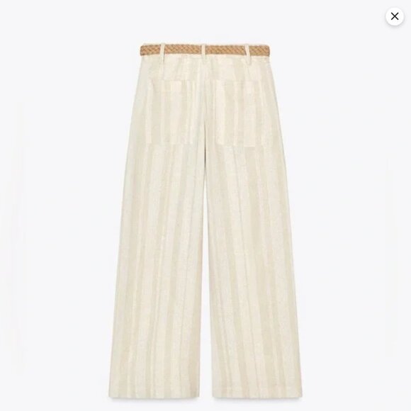 WIDE LEG PANTS WITH STRIPES + BELT - Picture 5 of 6